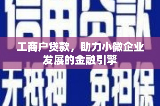 江海工商户贷款，助力小微企业发展的金融引擎