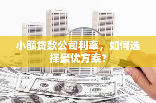 全州小额贷款公司利率，如何选择最优方案？