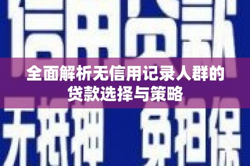 清徐全面解析无信用记录人群的贷款选择与策略